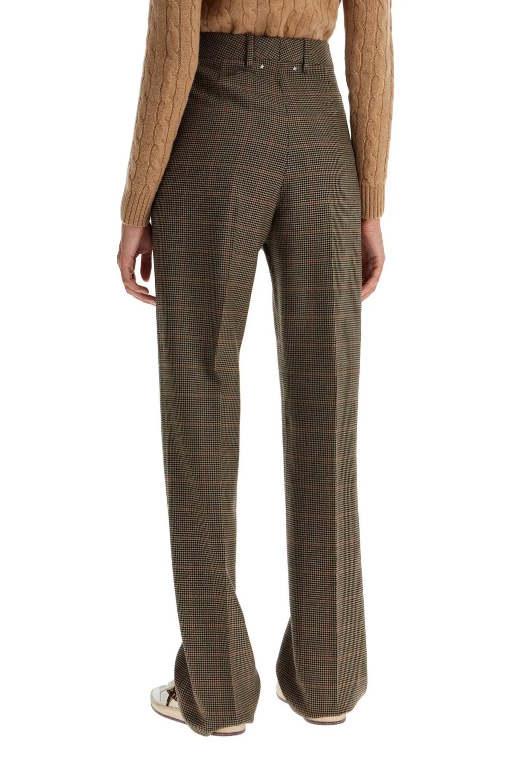 Houndstooth Wool Blend Trousers