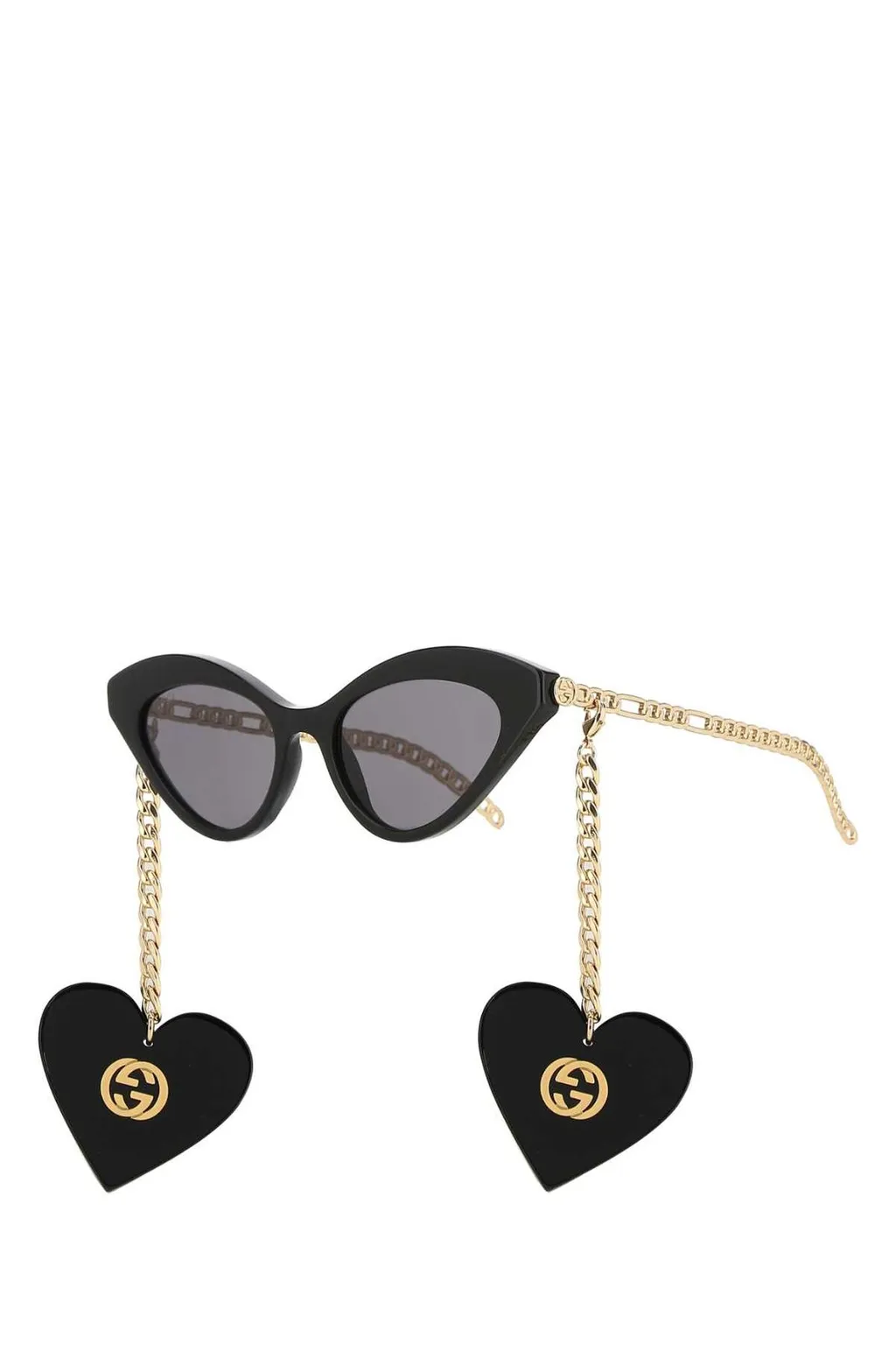 Cat-Eye Sunglasses With Chain And Heart Charms