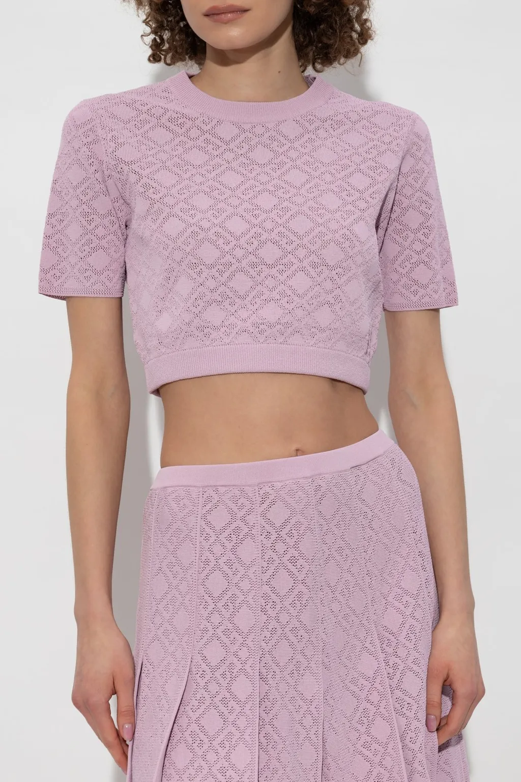 Cropped Diamond Knit Sweater