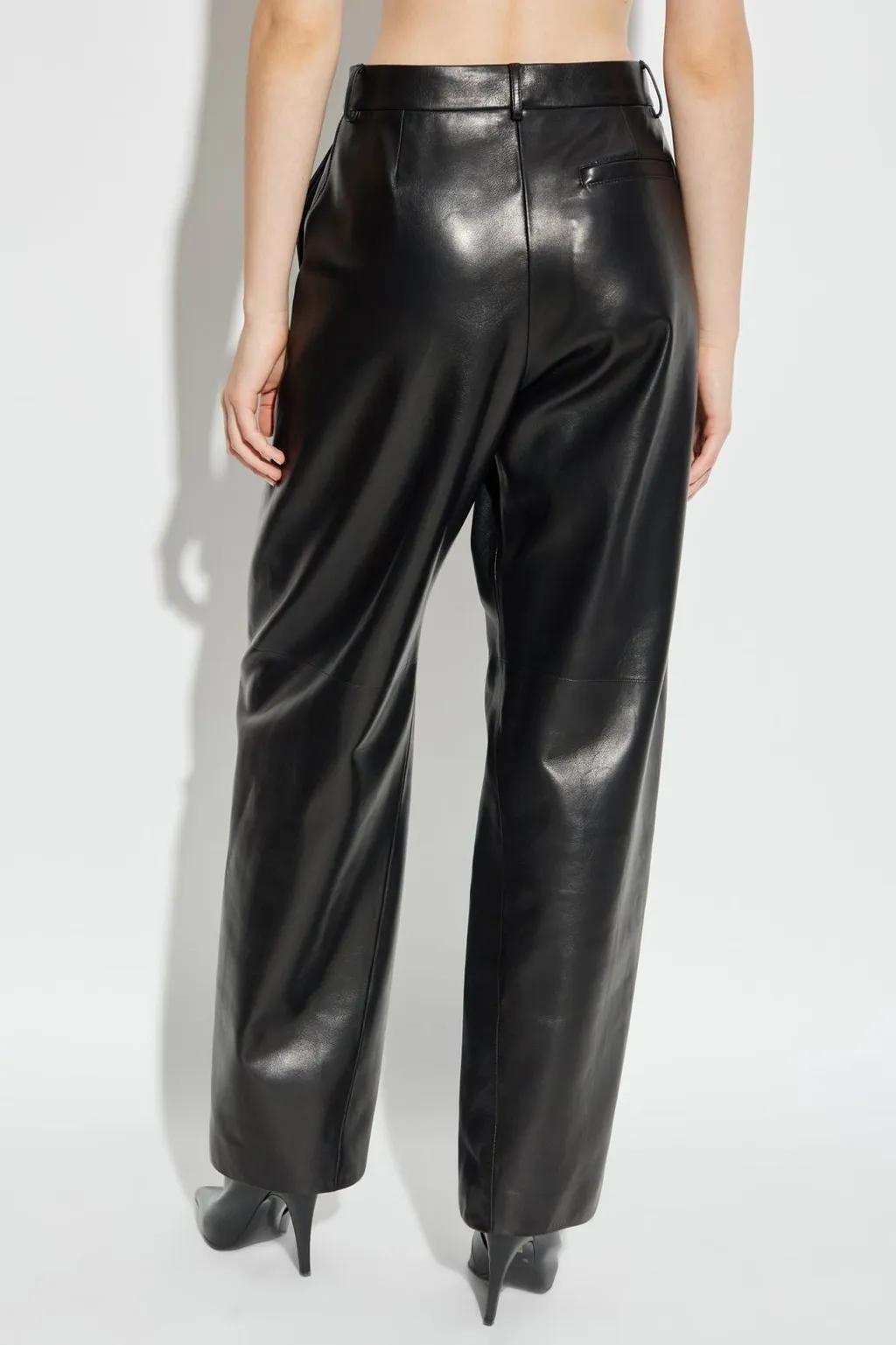 High-Waisted Leather Trousers