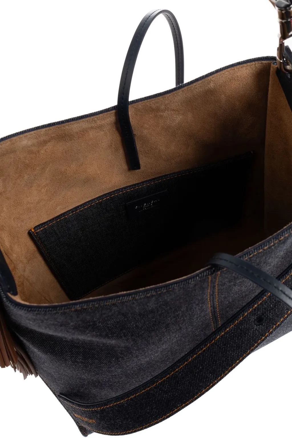 Denim Shoulder Bag With Tassel