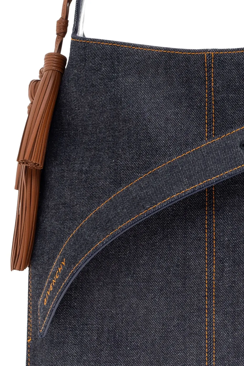 Denim Shoulder Bag With Tassel