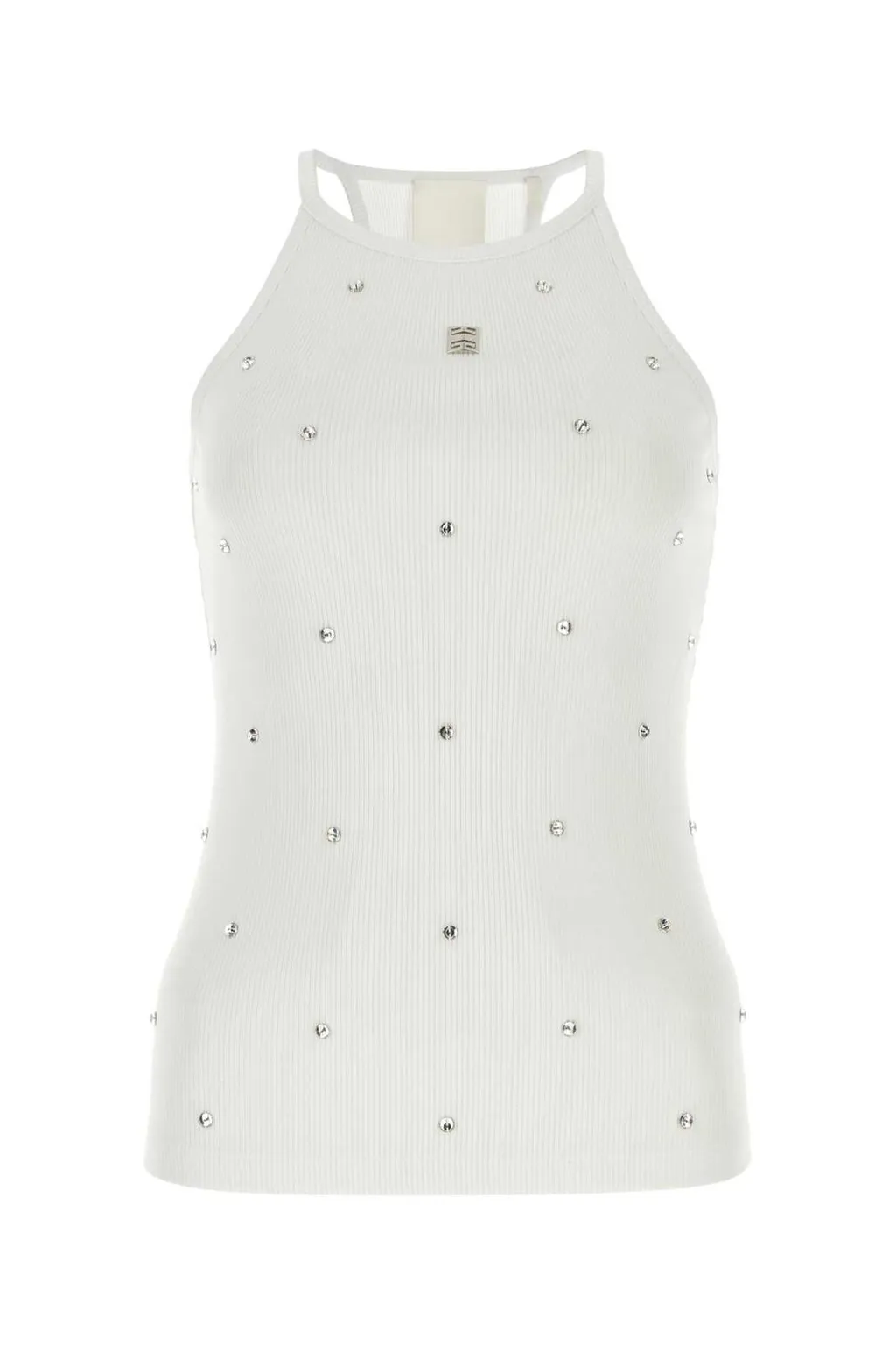 Ribbed Tank Top With Rhinestones