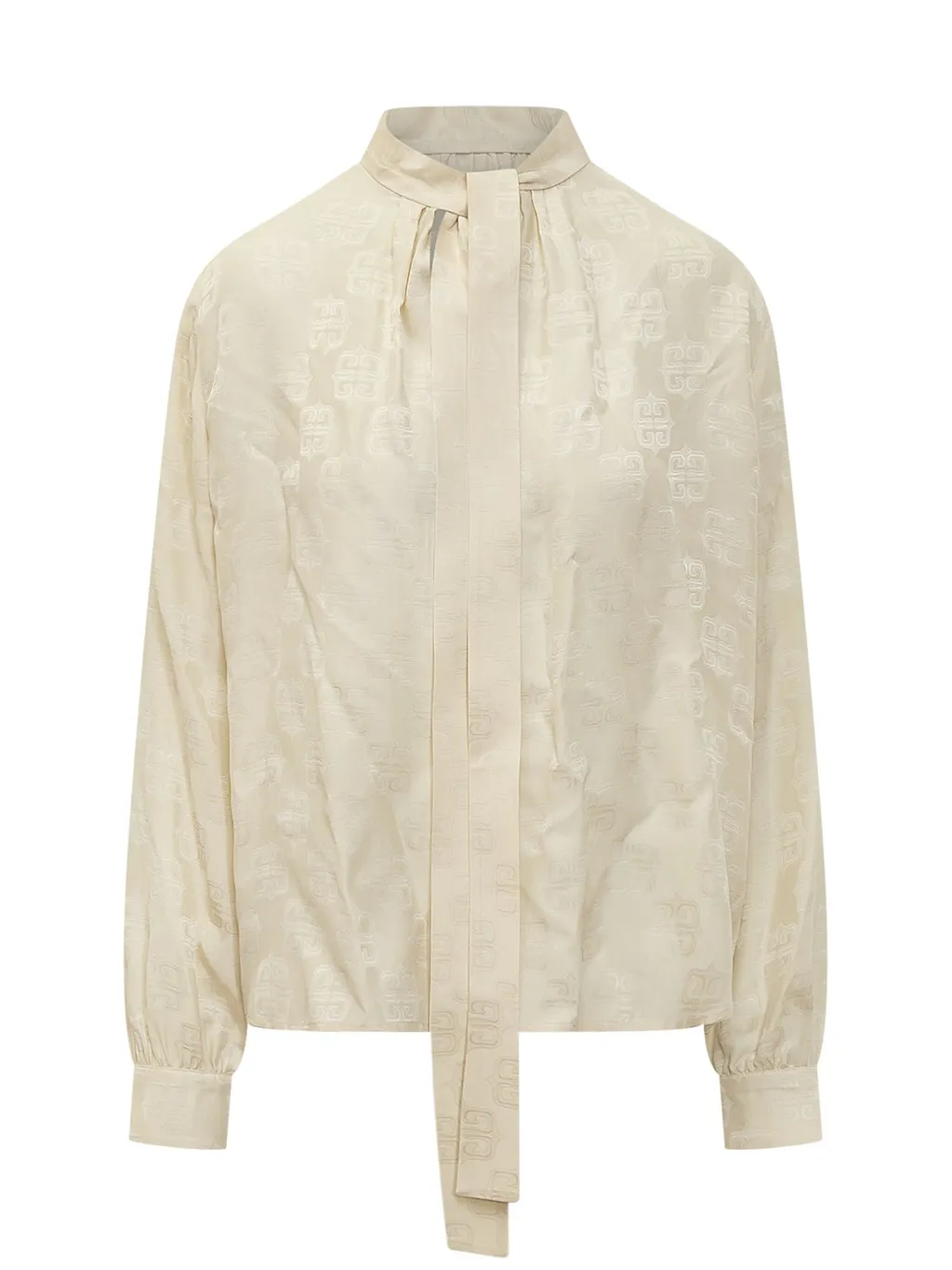 Logo Print Silk Blouse