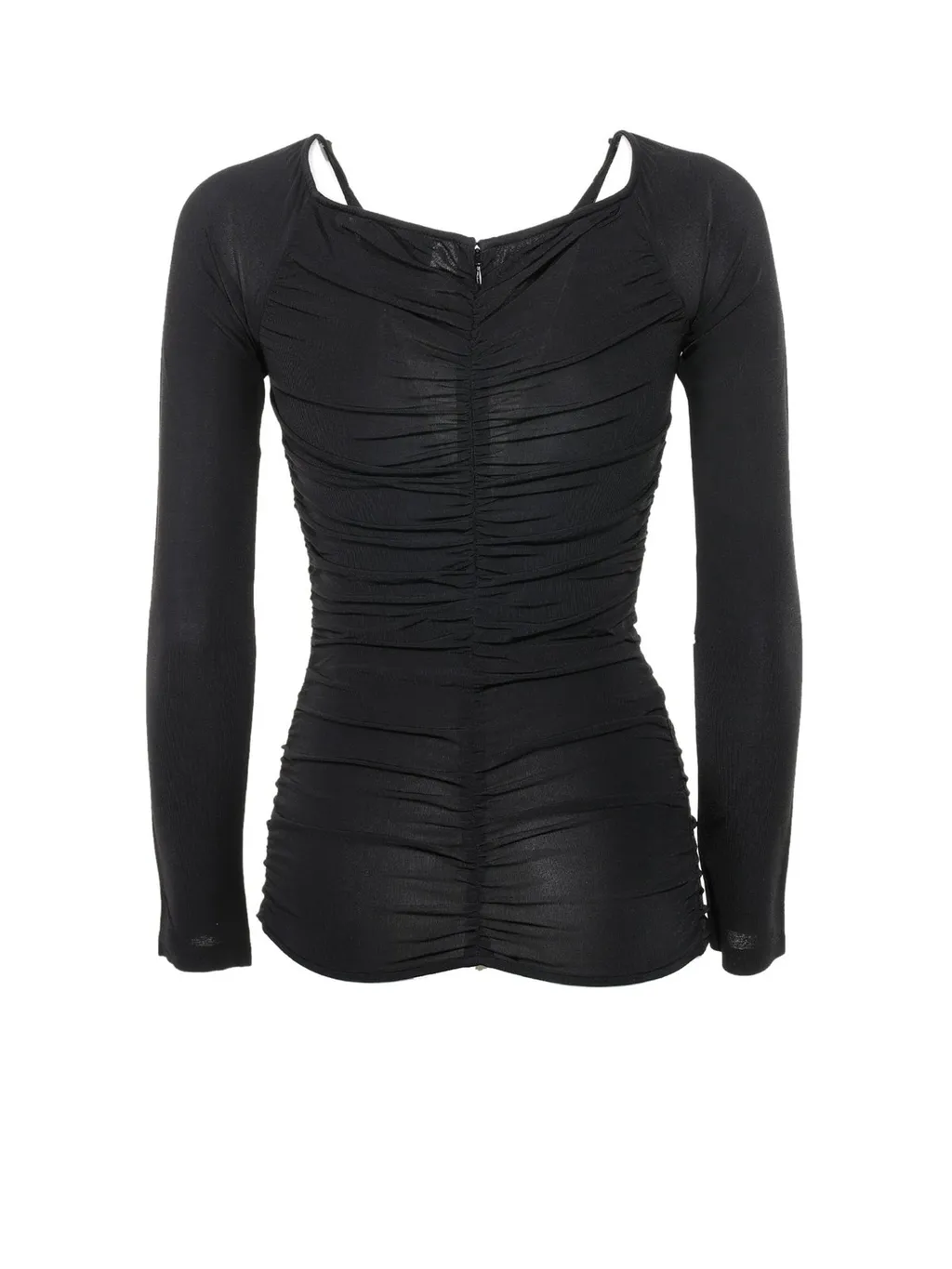 Ruched Mesh Long Sleeve Top