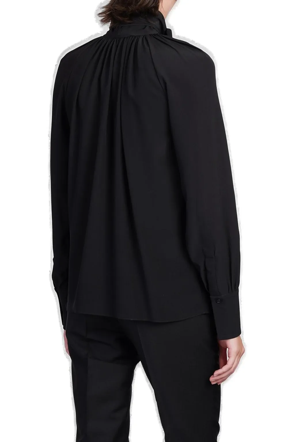 Long Sleeve Blouse With Tie Neck