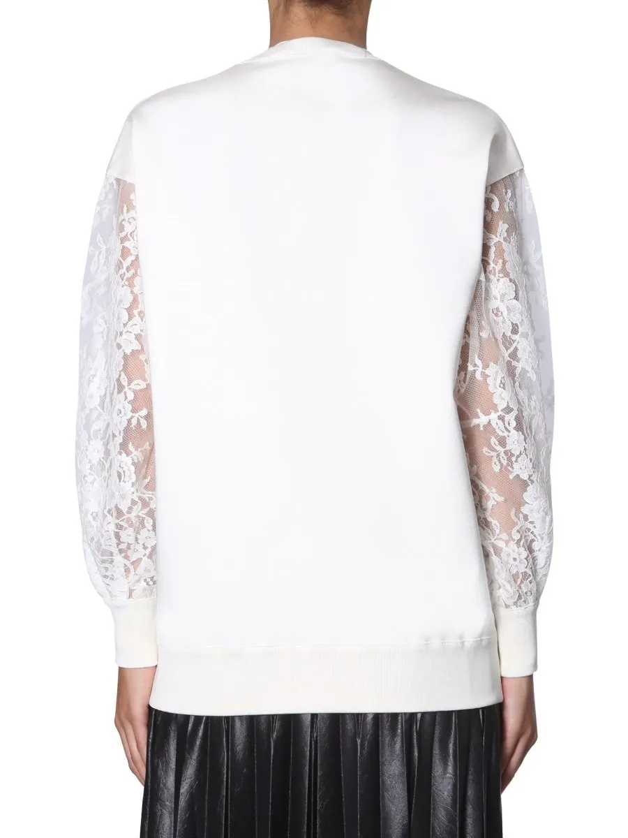 Sweatshirt With Lace Sleeves