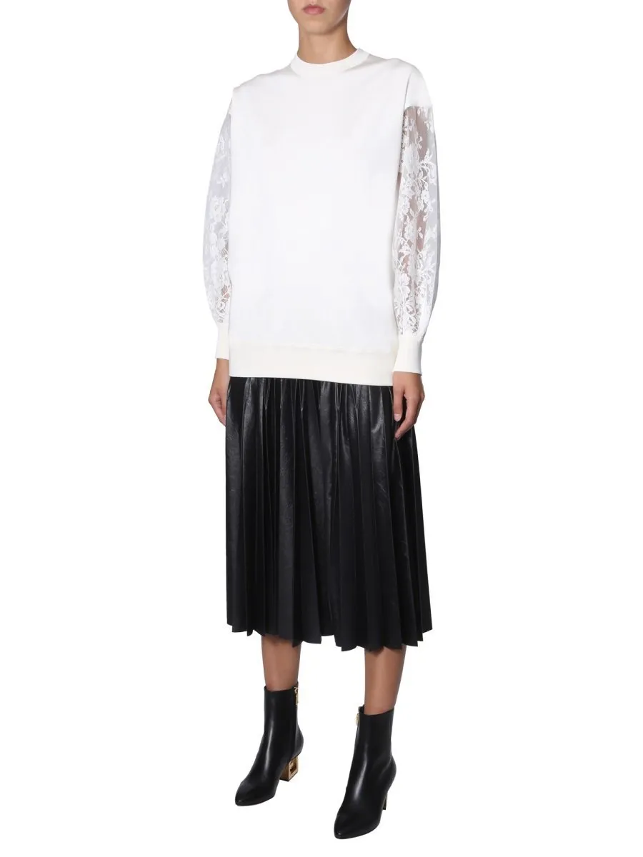 Sweatshirt With Lace Sleeves