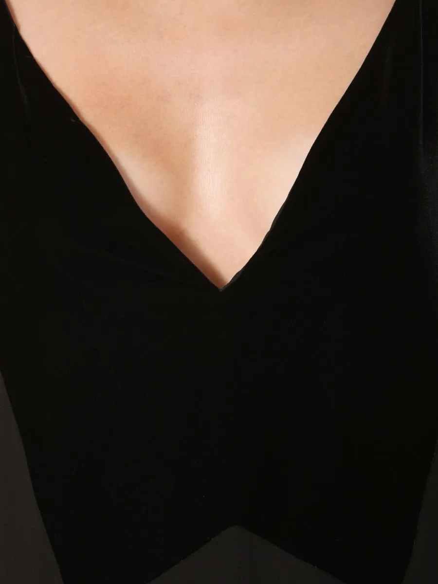 Velvet Trim Slip Dress