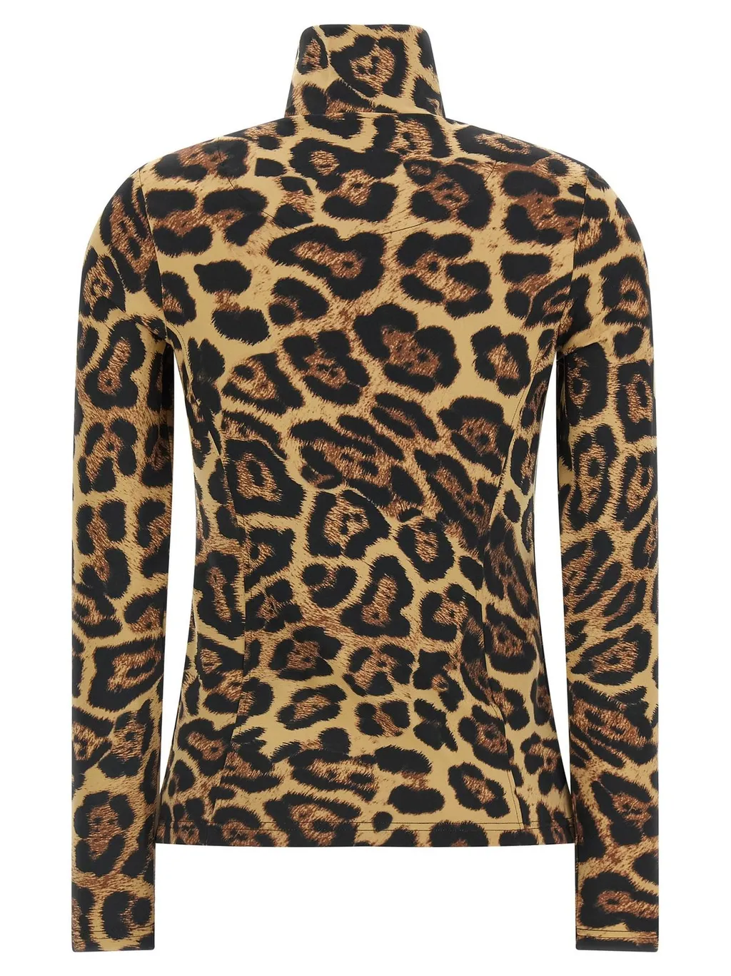 Leopard Print Mock Neck Half Zip Top