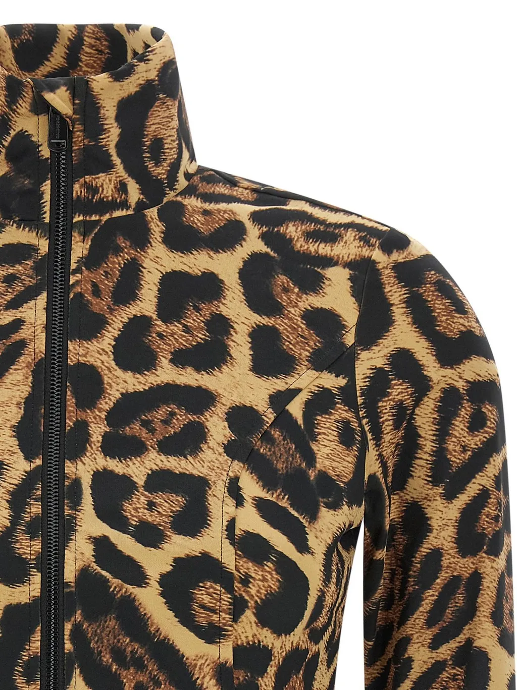 Leopard Print Mock Neck Half Zip Top