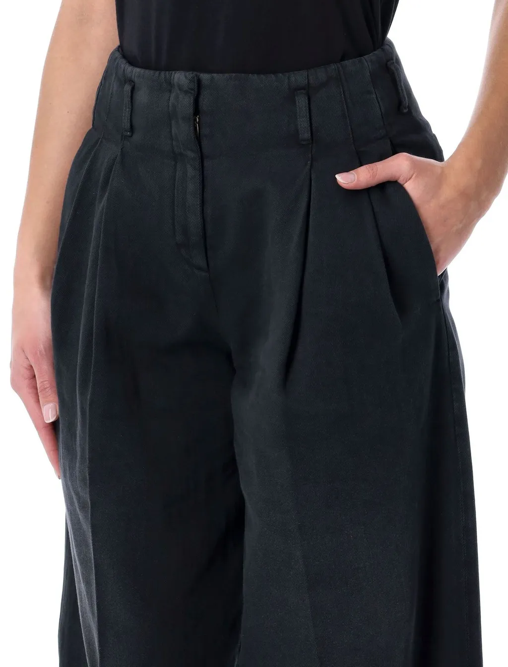 Wide-Leg Pleated Trousers