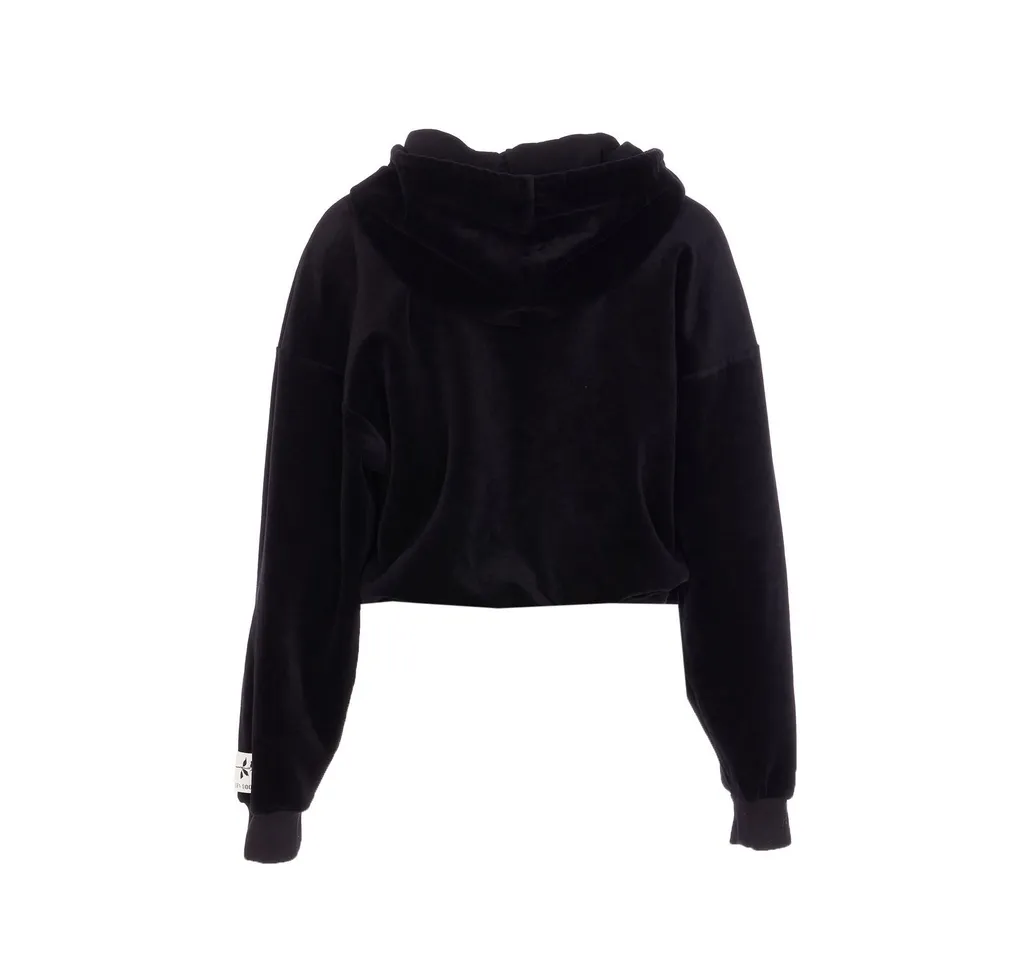 Velour Cropped Zip Hoodie