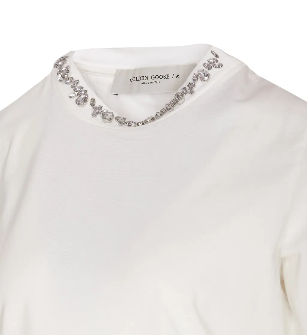 T-Shirt With Crystal Collar