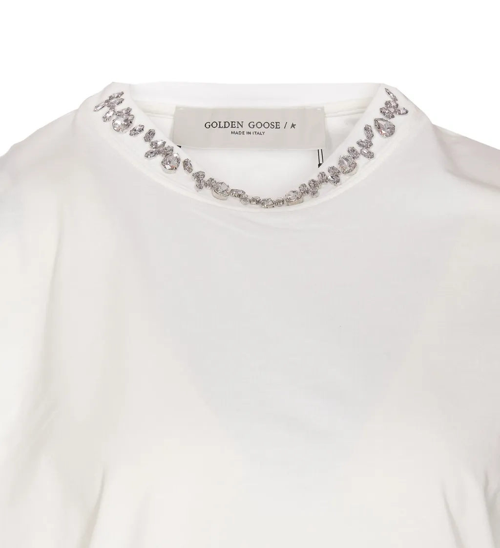 T-Shirt With Crystal Collar