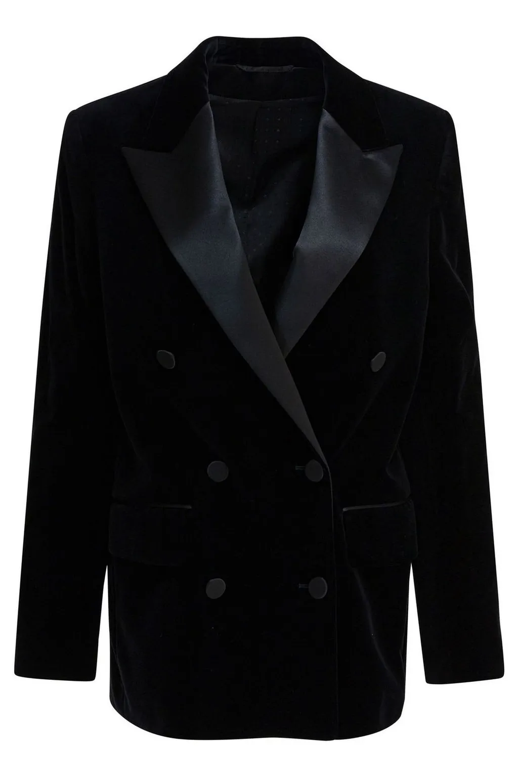 Double-Breasted Velvet Blazer
