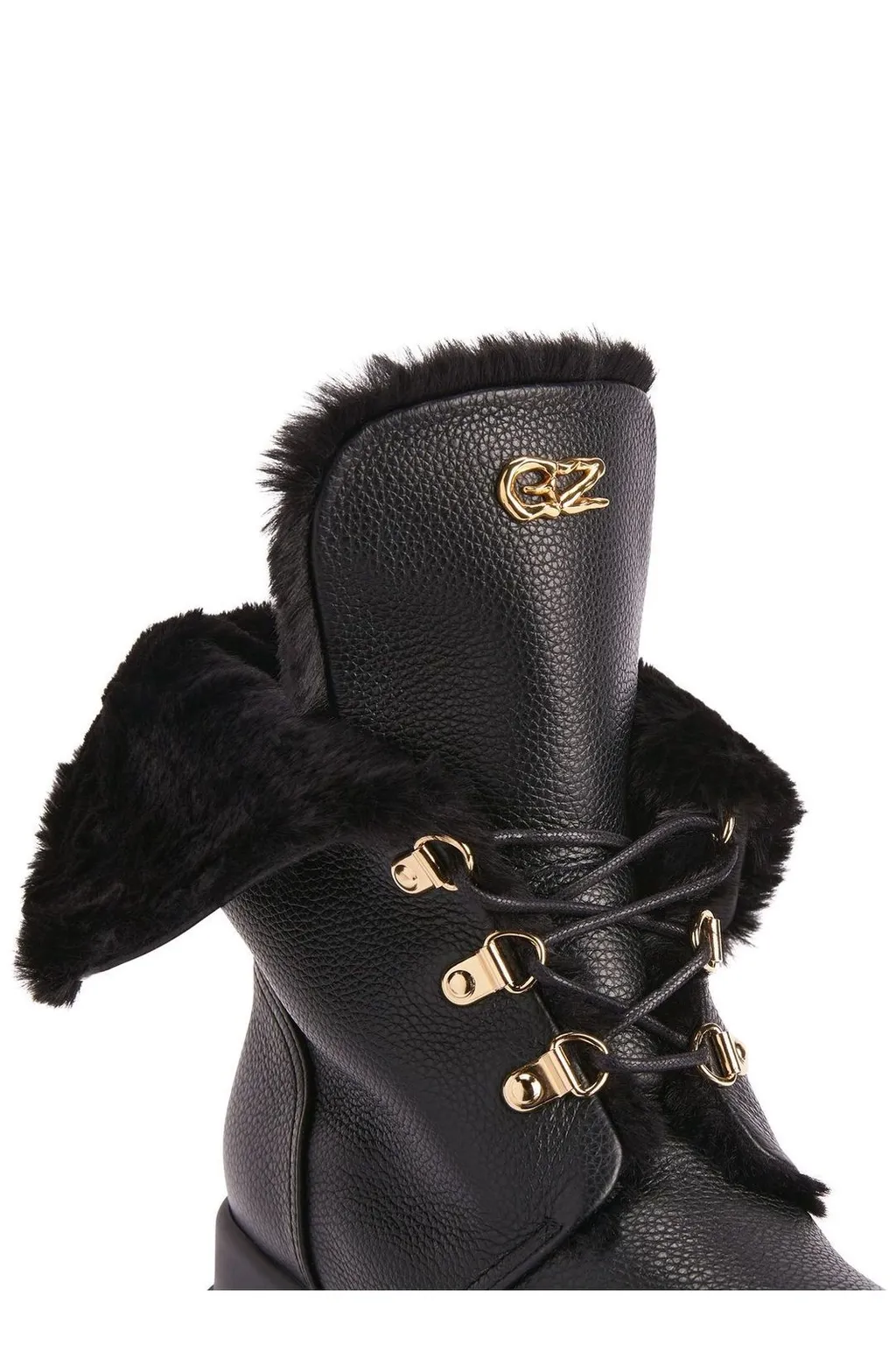 Lace-Up Boots With Fur Trim