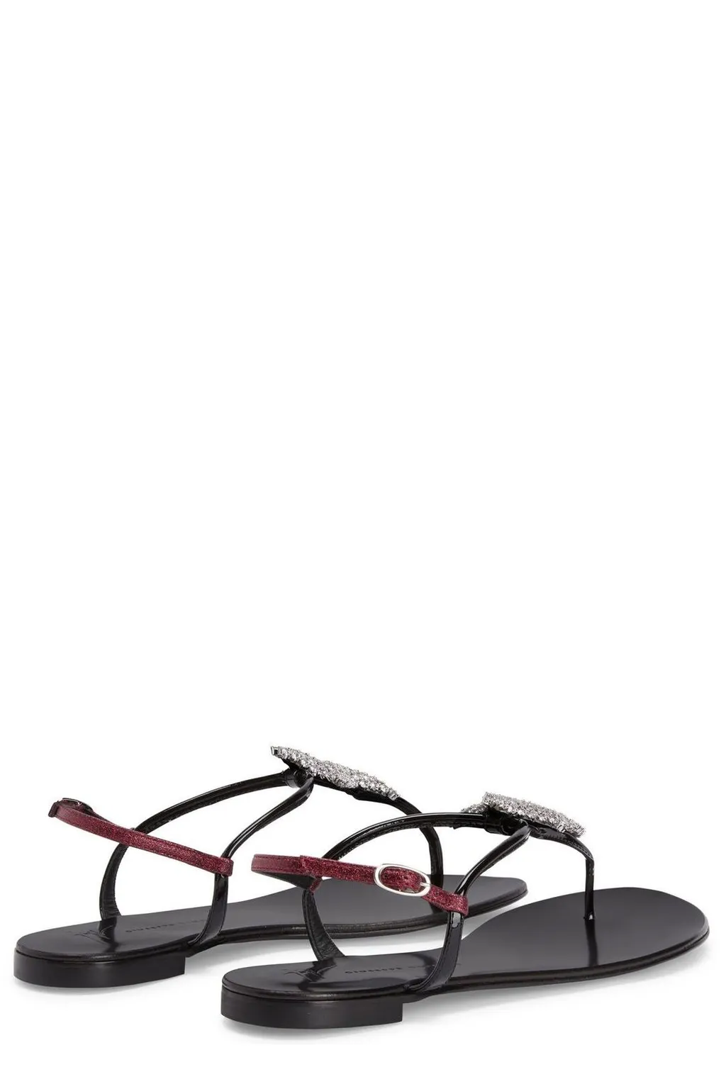 Thong Sandals With Crystal Embellishment
