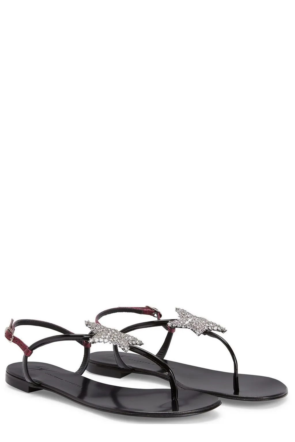 Thong Sandals With Crystal Embellishment