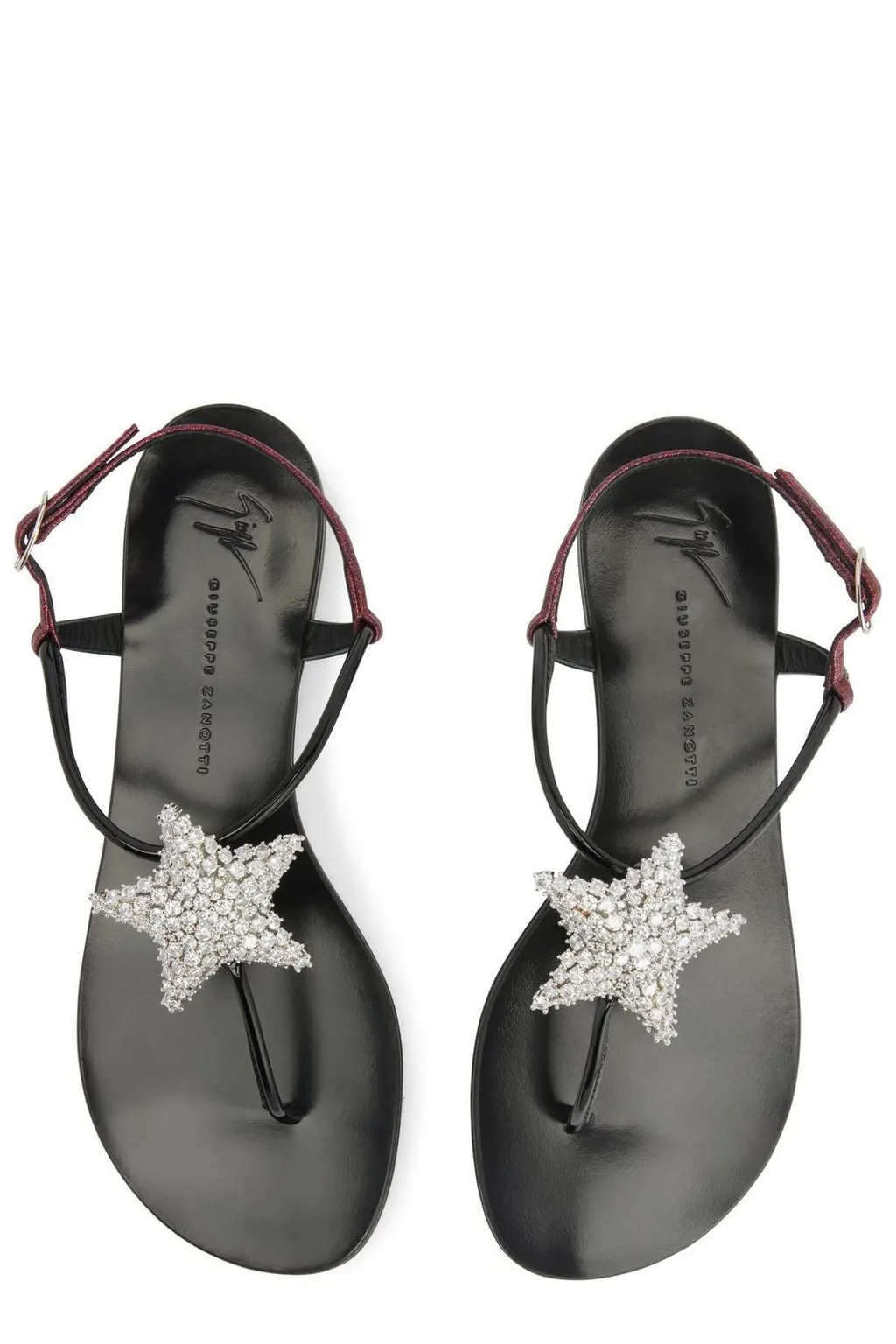 Thong Sandals With Crystal Embellishment
