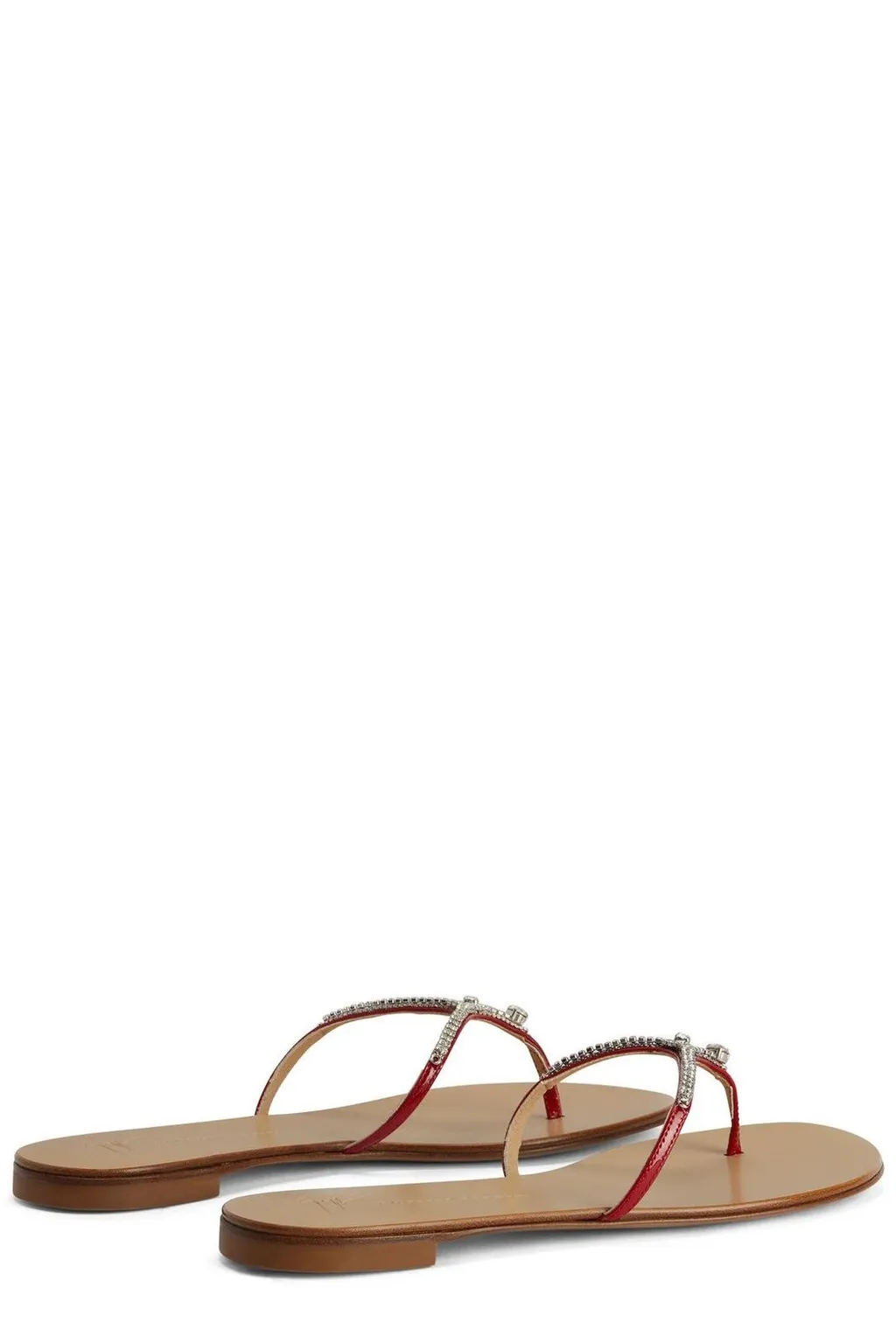 Thong Sandals With Crystal Embellishments