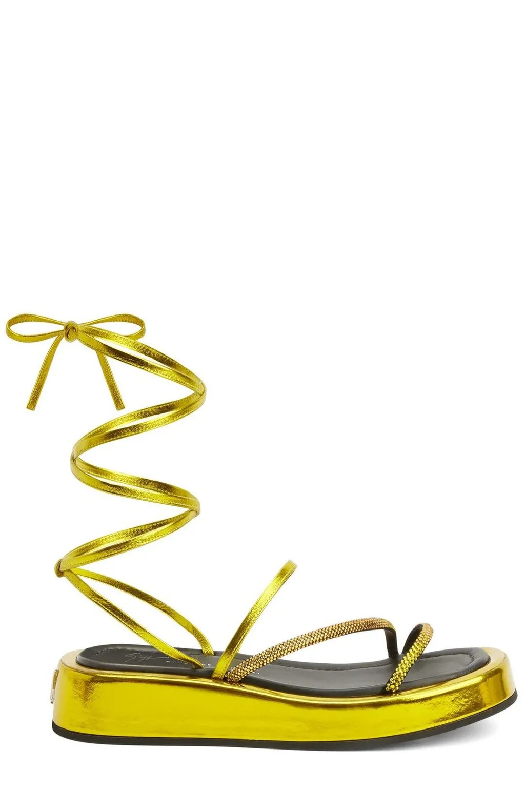 Platform Wedge Sandals With Rhinestone Straps