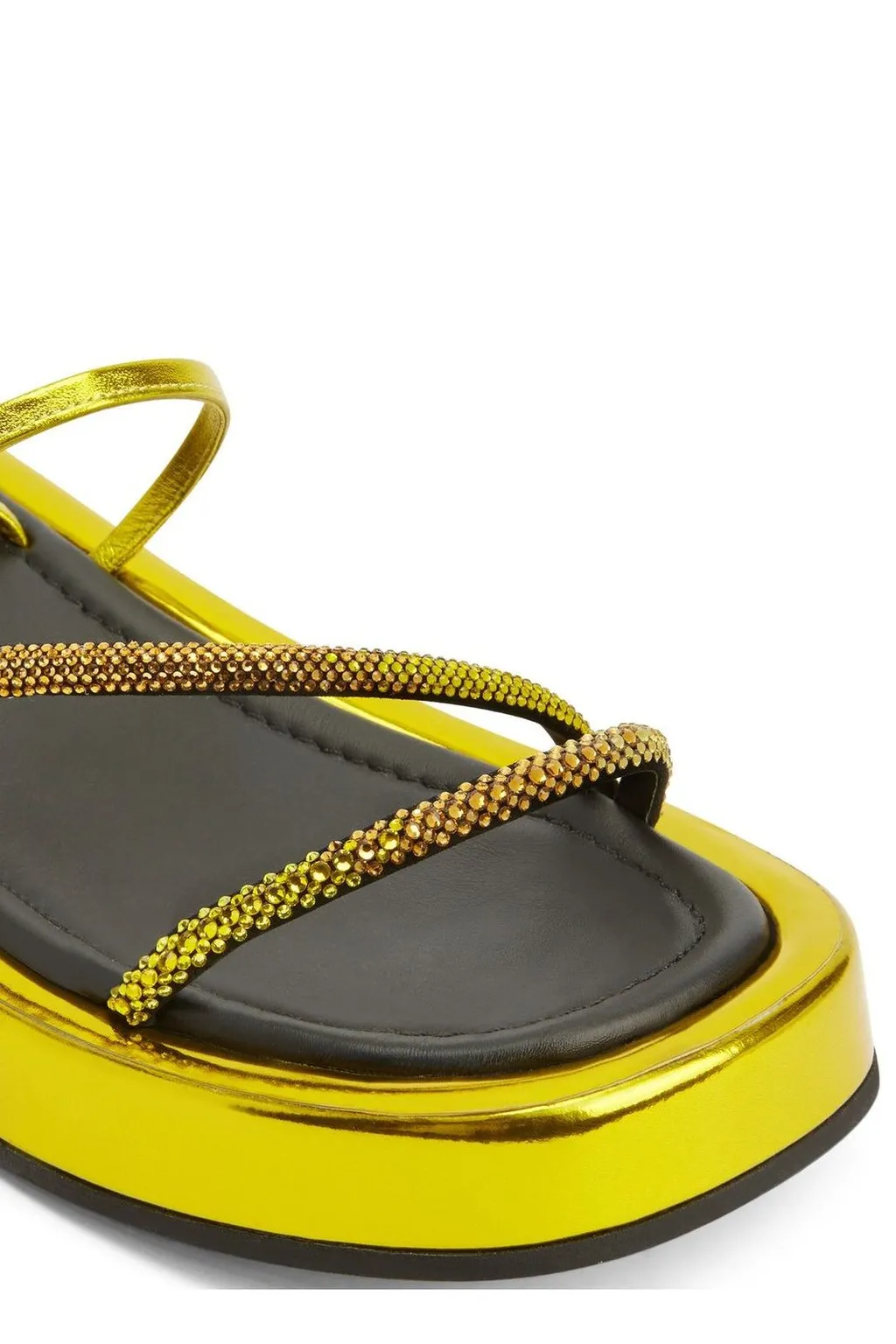 Platform Wedge Sandals With Rhinestone Straps
