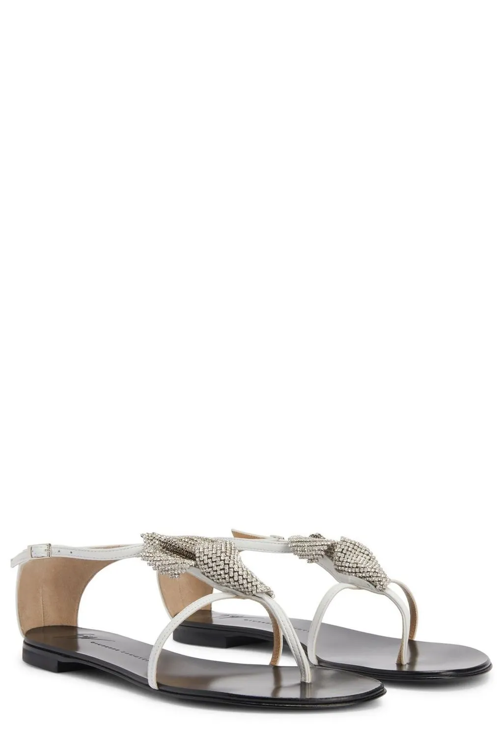Flat Sandals With Crystal Embellishment