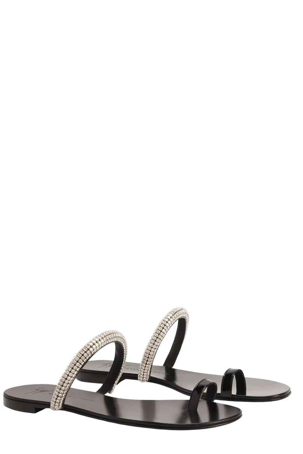 Flat Sandals With Crystal Embellishments