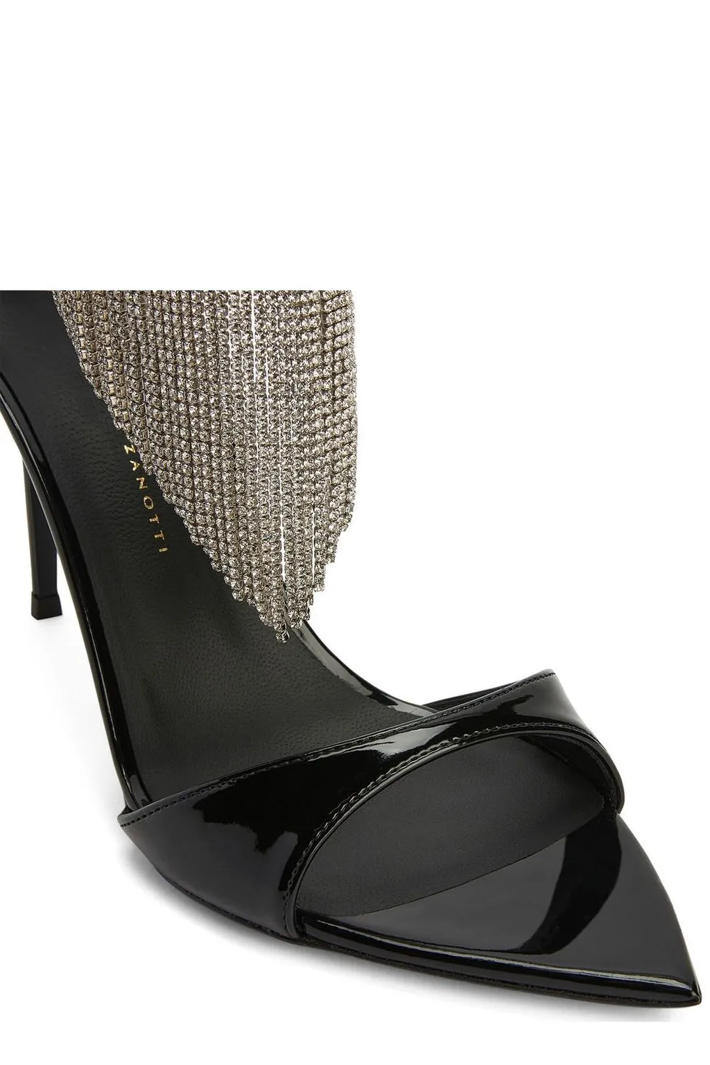 Ankle Strap Sandals With Crystal Fringe