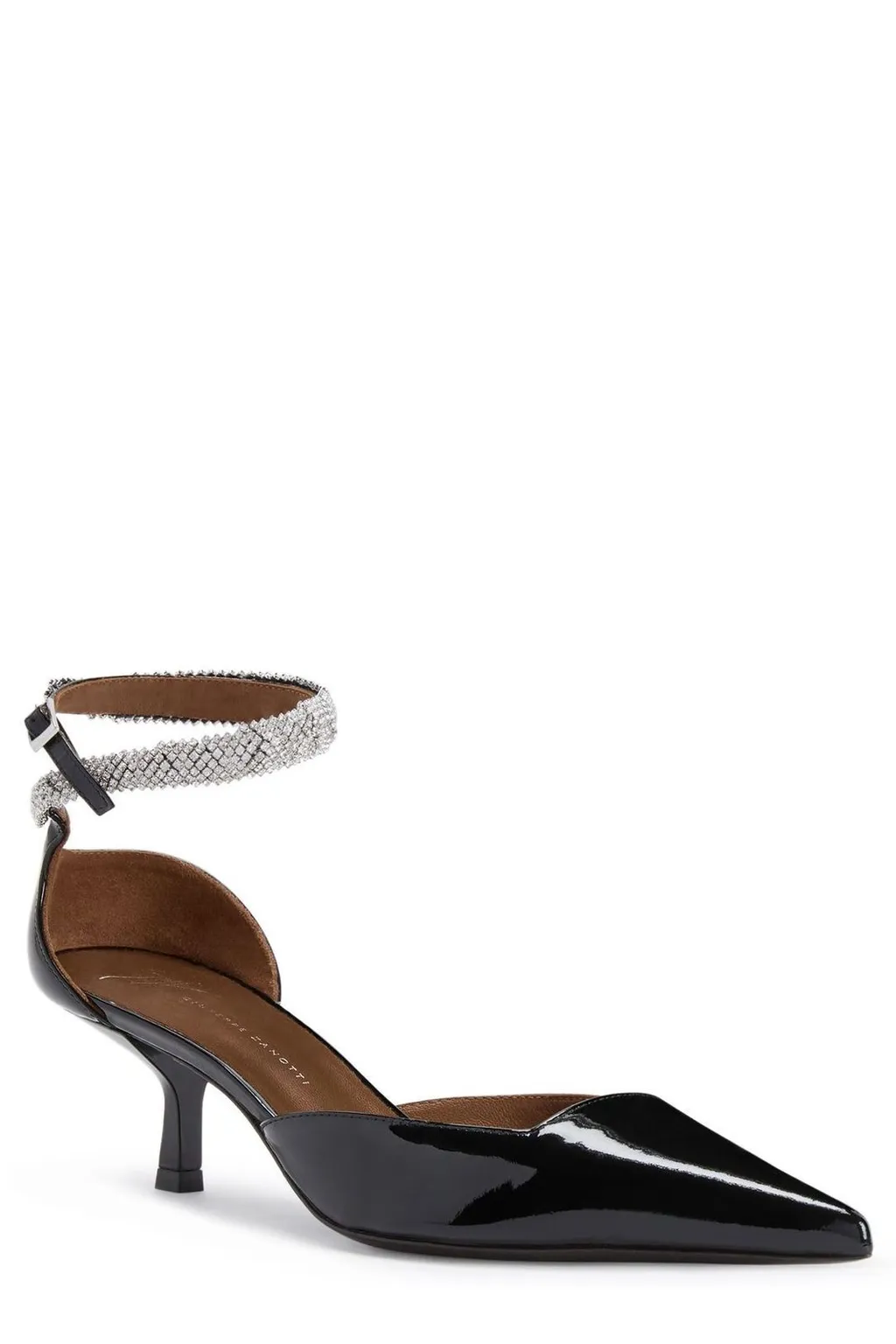 Pointed Toe Pump With Crystal Ankle Strap
