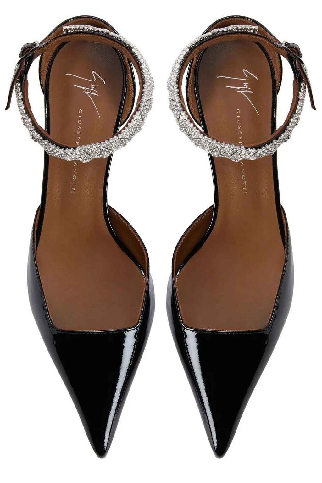 Pointed Toe Pump With Crystal Ankle Strap