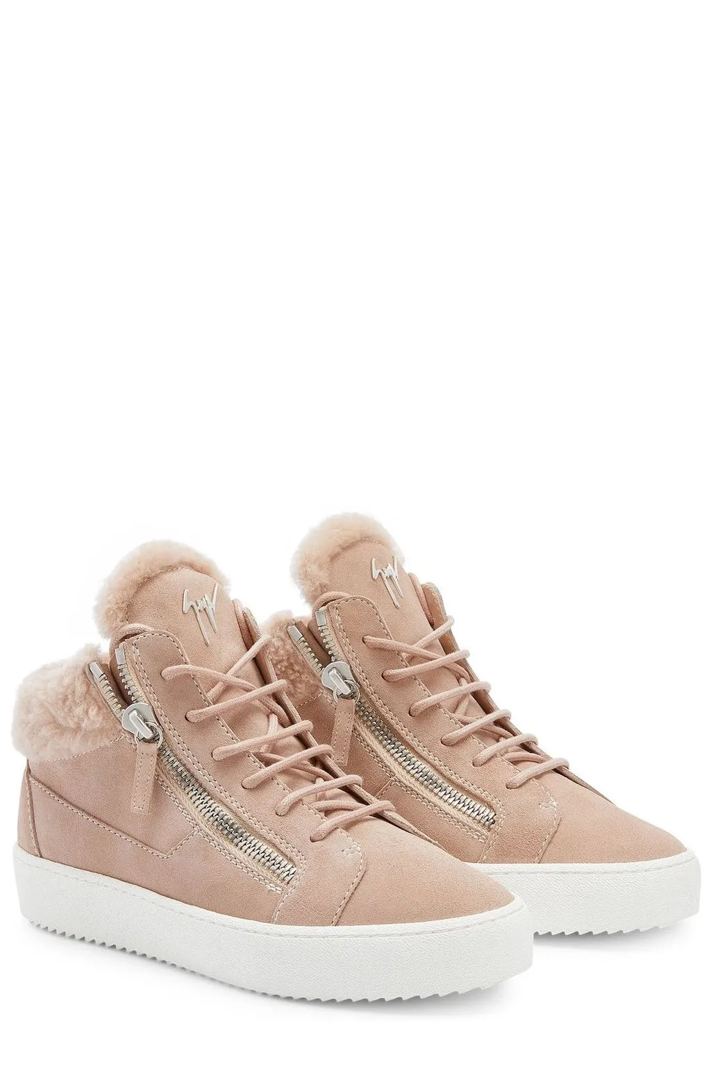 High-Top Sneakers With Shearling Trim