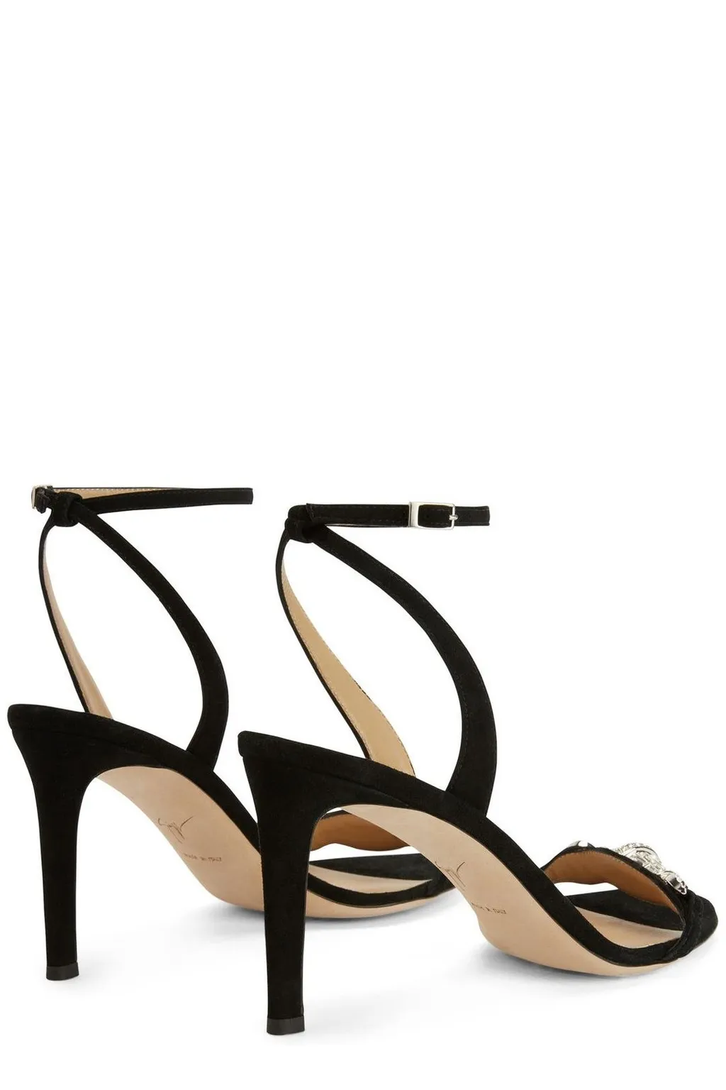Ankle Strap Sandals With Crystal Embellishment