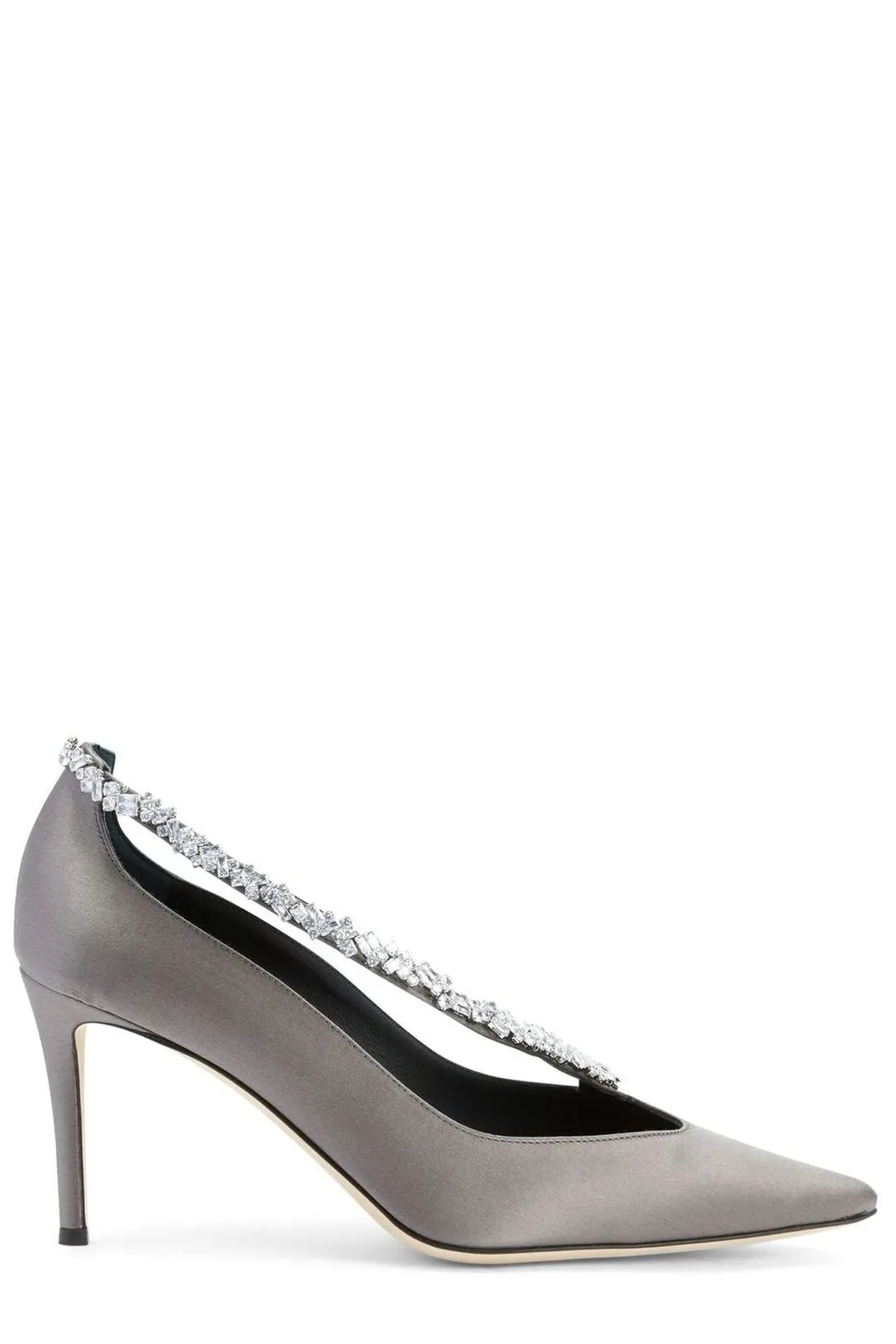 Pointed-Toe Pumps With Crystal-Embellished Strap