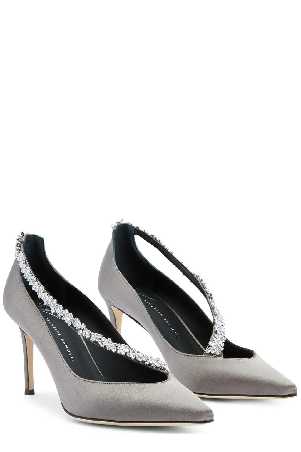 Pointed-Toe Pumps With Crystal-Embellished Strap
