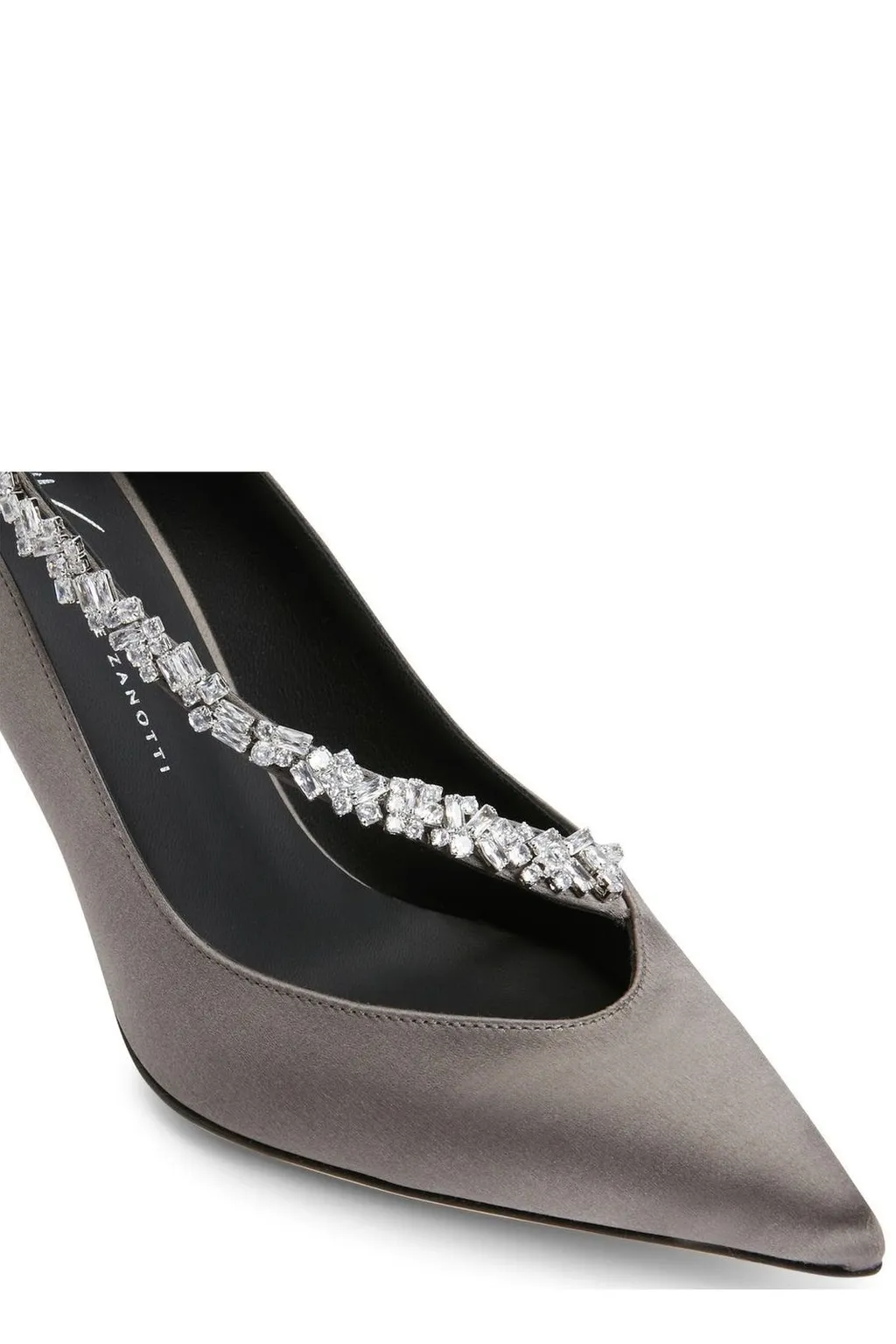 Pointed-Toe Pumps With Crystal-Embellished Strap