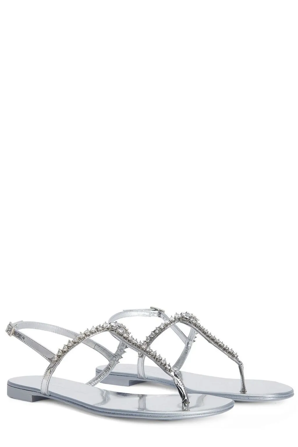 Thong Sandals With Crystal Embellishment