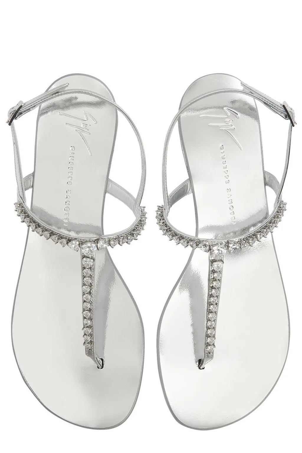 Thong Sandals With Crystal Embellishment