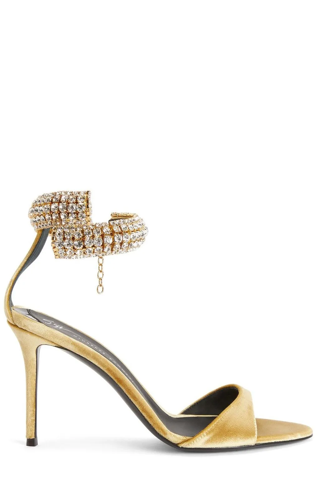 Crystal-Embellished Velvet Sandals