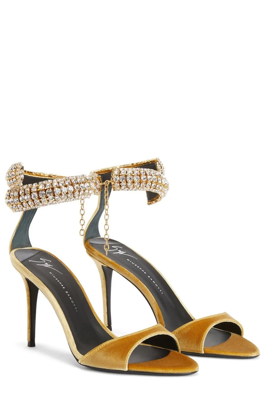 Crystal-Embellished Velvet Sandals