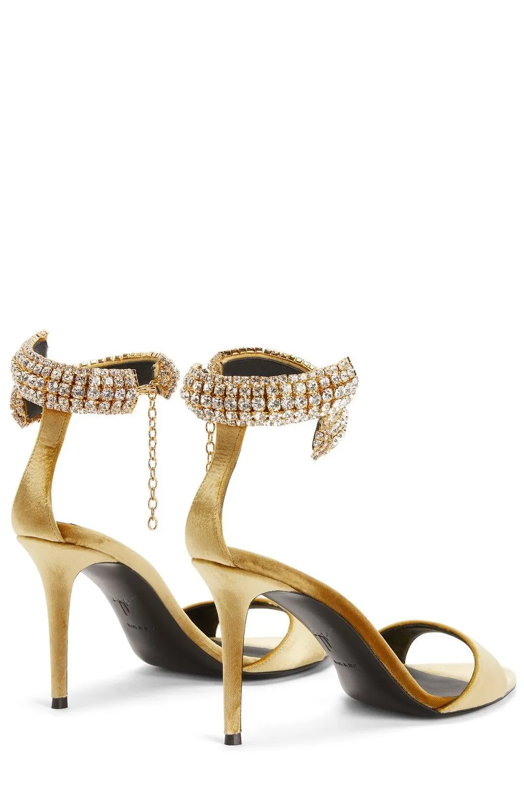 Crystal-Embellished Velvet Sandals