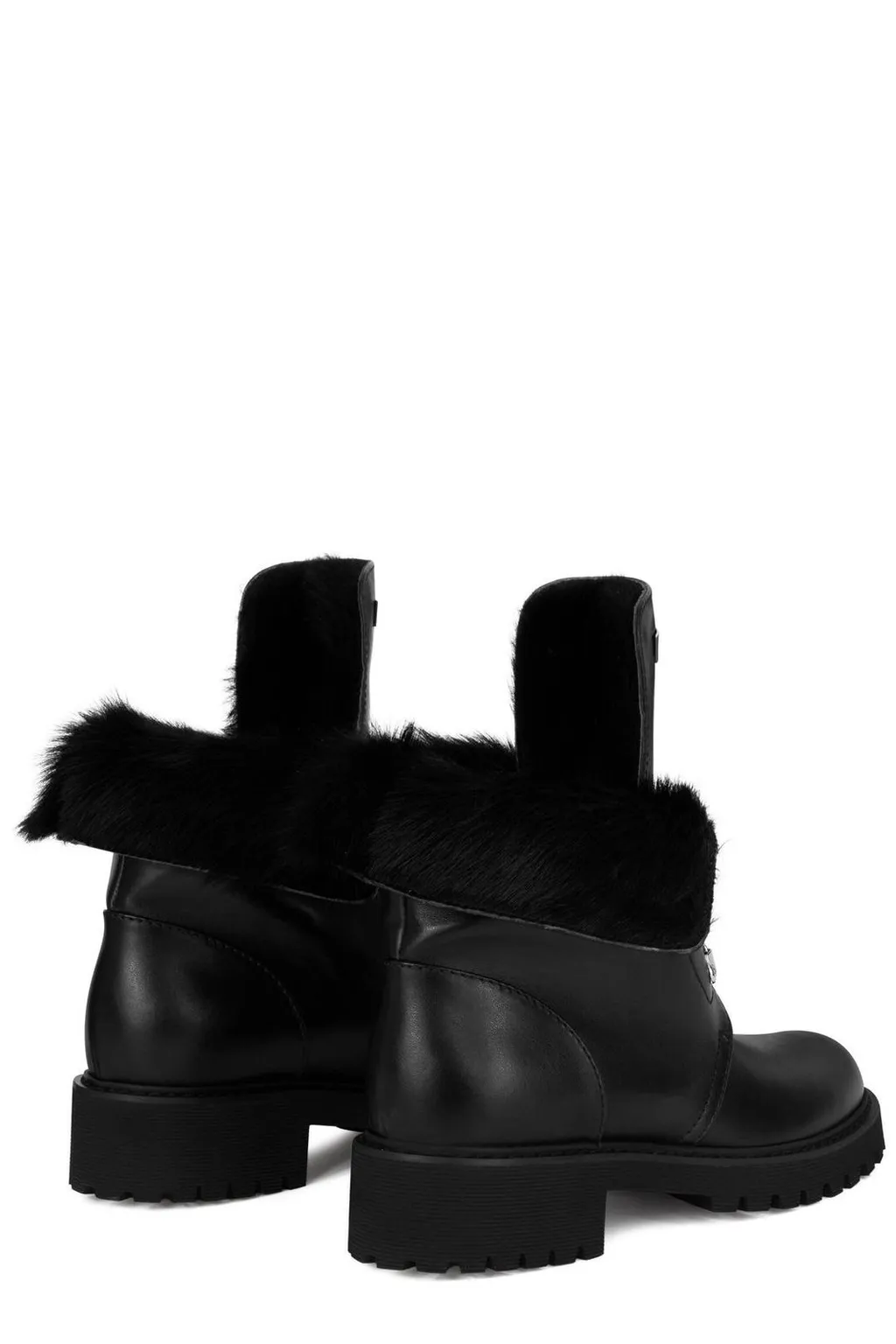 Lace-Up Boots With Fur Trim
