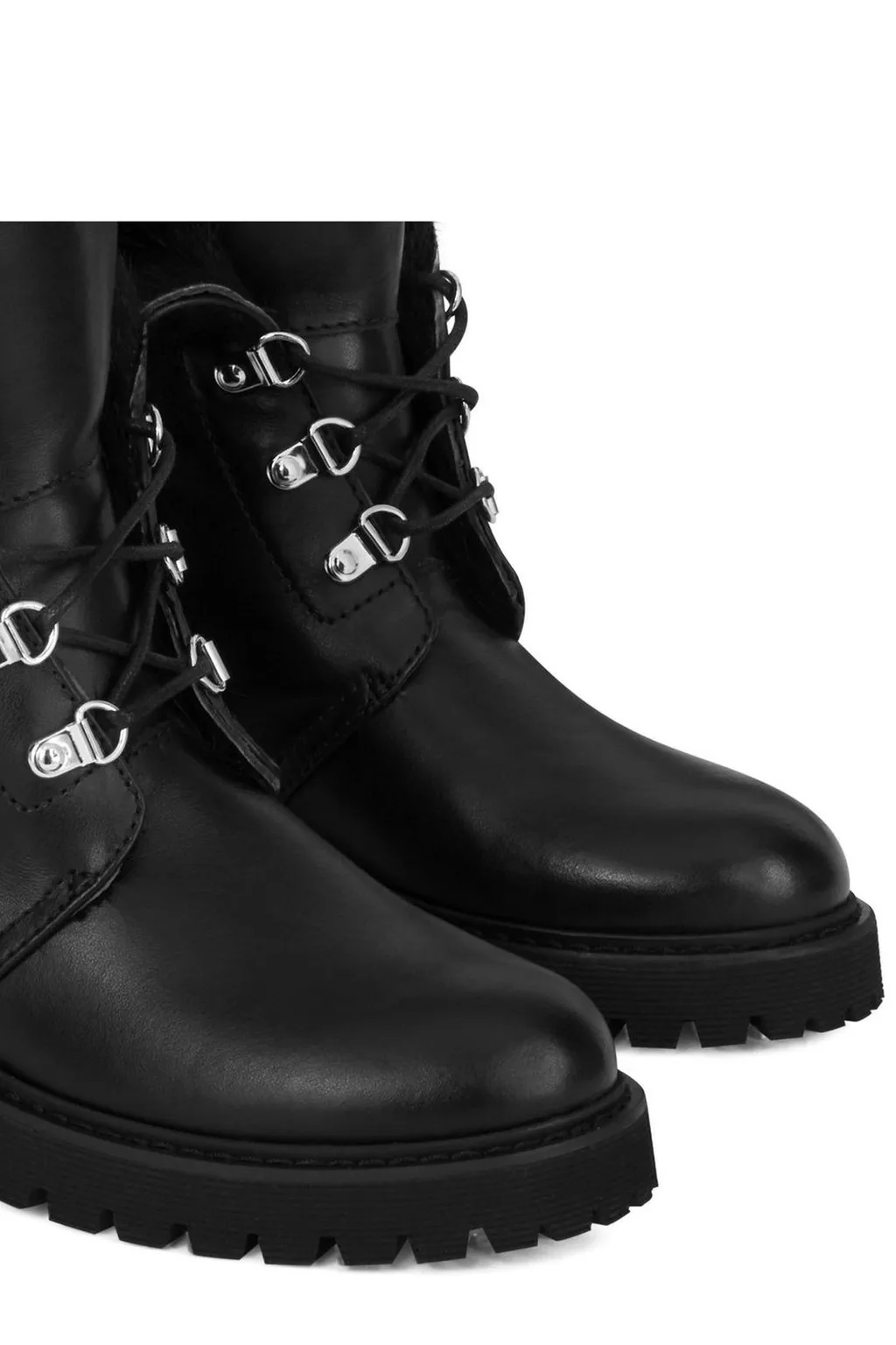 Lace-Up Boots With Fur Trim