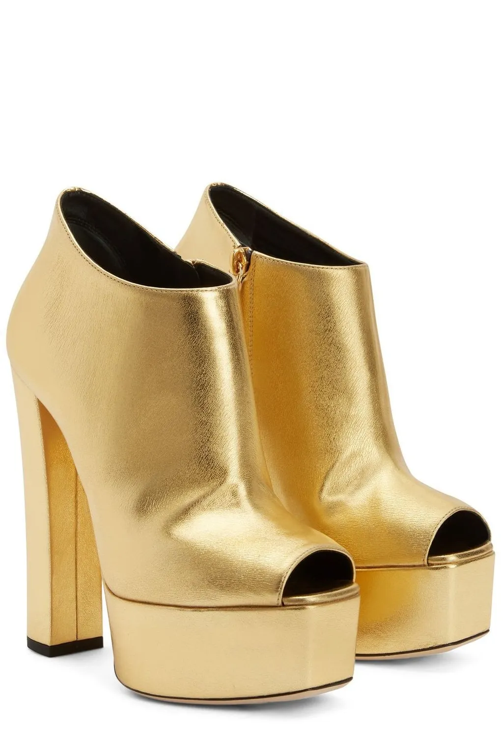 Platform Peep-Toe Ankle Boots