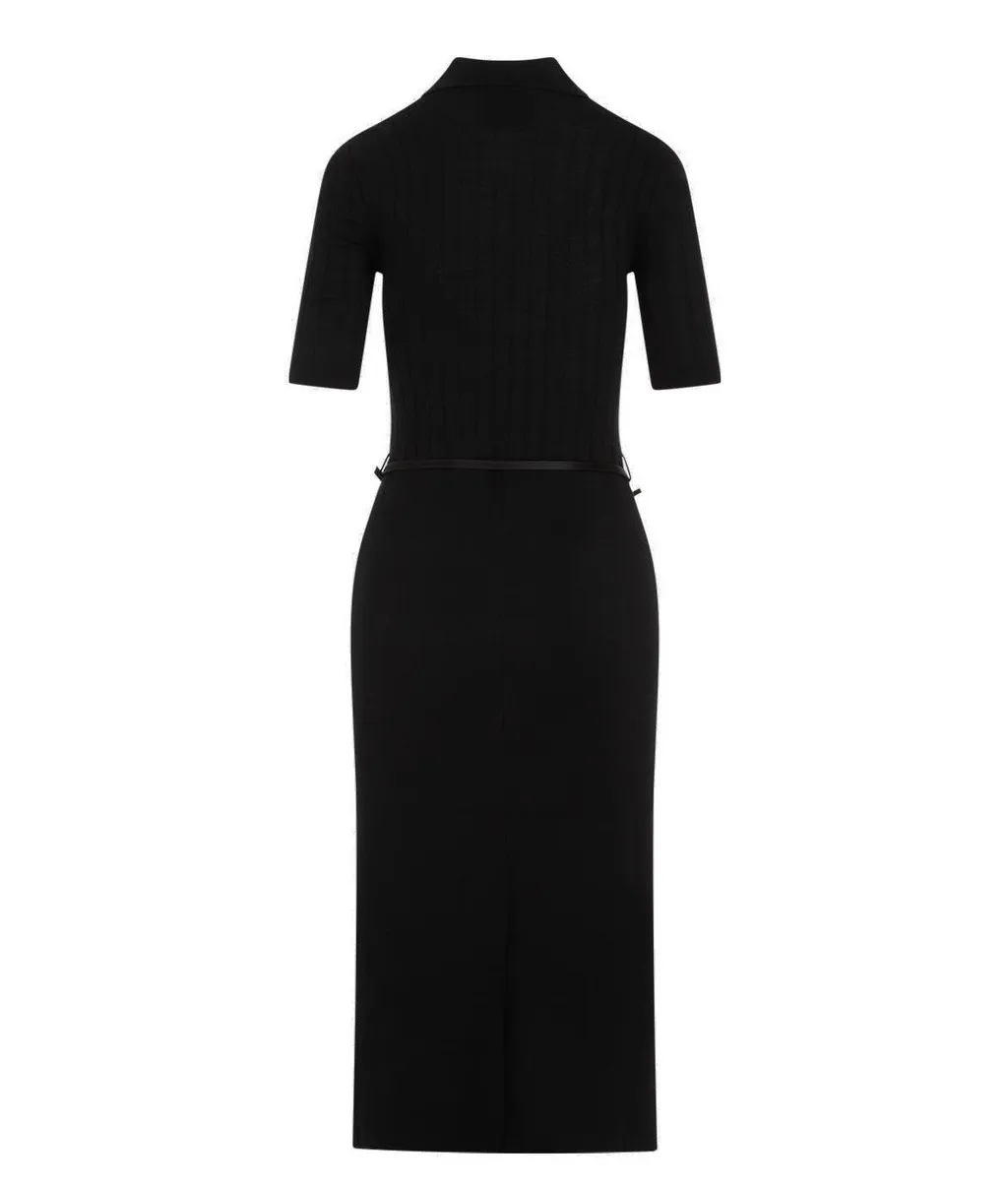 Ribbed Knit Polo Dress