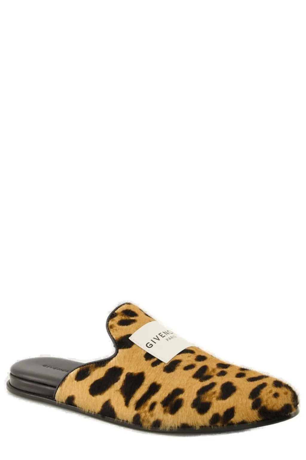 Leopard Print Calf Hair Mules