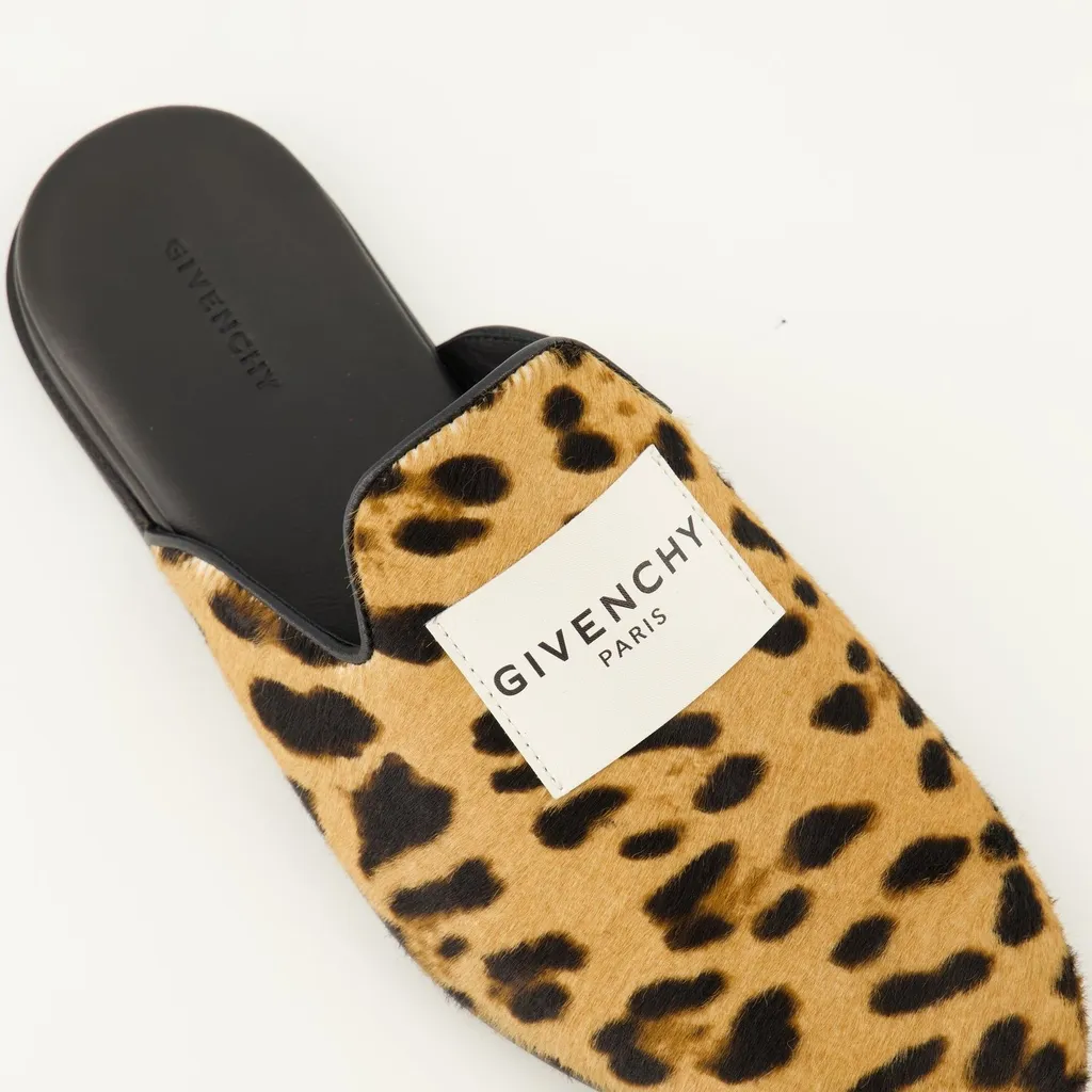 Leopard Print Calf Hair Mules