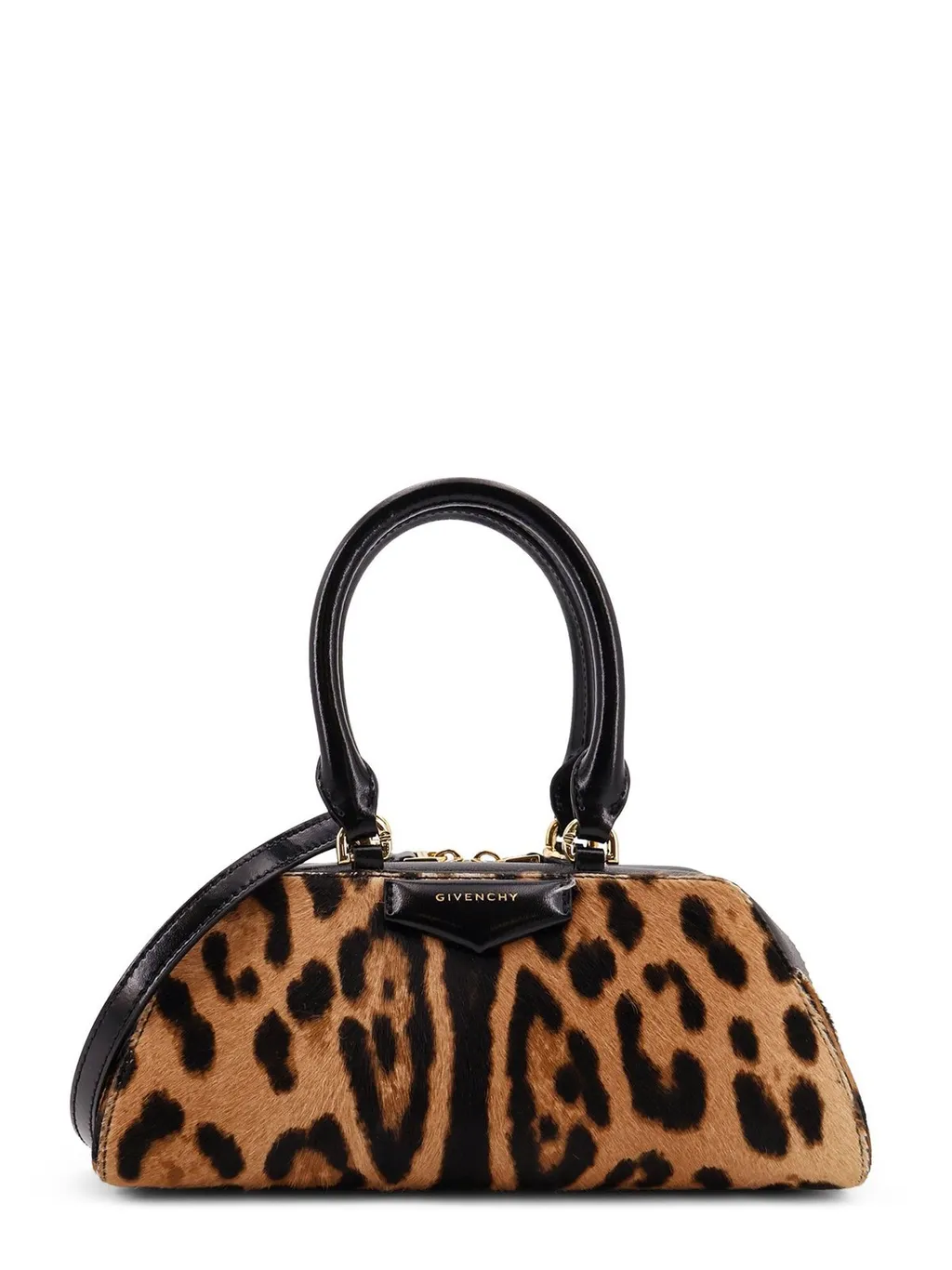Leopard Print Calf Hair Top Handle Bag