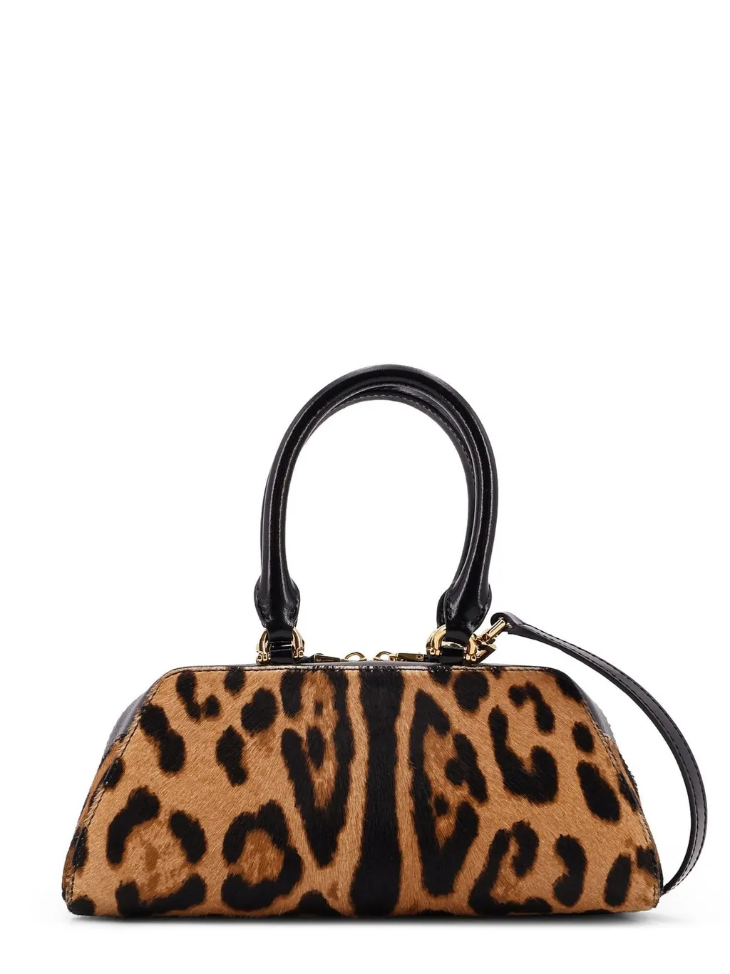 Leopard Print Calf Hair Top Handle Bag